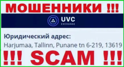 UVC Exchange - это преступно действующая контора, которая прячется в оффшоре по адресу: Harjumaa, Tallinn, Punane tn 6-219, 13619