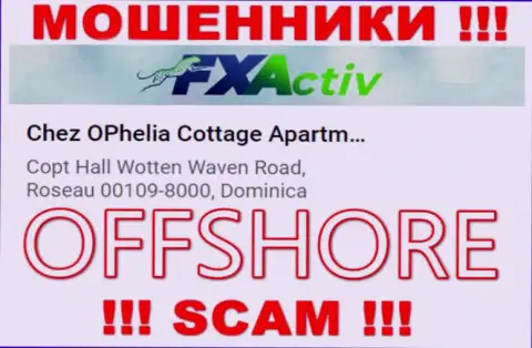 Компания ФИкс Актив пишет на веб-сайте, что находятся они в оффшорной зоне, по адресу: Chez OPhelia Cottage ApartmentsCopt Hall Wotten Waven Road, Roseau 00109-8000, Dominica
