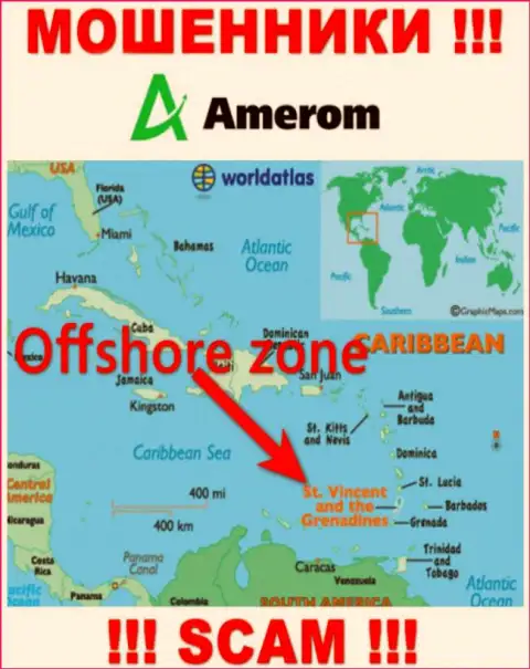 Компания Amerom De зарегистрирована довольно-таки далеко от клиентов на территории Сент-Винсент и Гренадины