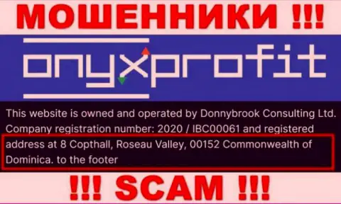 8 Copthall, Roseau Valley, 00152 Commonwealth of Dominica - это офшорный официальный адрес OnyxProfit, откуда ЖУЛИКИ оставляют без средств своих клиентов