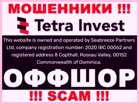 На информационном ресурсе мошенников Tetra-Invest Co идет речь, что они расположены в офшоре - 8 Copthall, Roseau Valley, 00152 Commonwealth of Dominica, будьте крайне внимательны