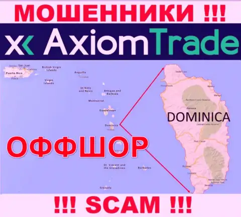 Axiom-Trade Pro намеренно прячутся в офшорной зоне на территории Commonwealth of Dominica, мошенники