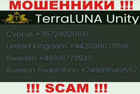 Звонок от интернет мошенников TerraLunaUnity Com можно ждать с любого номера телефона, их у них очень много