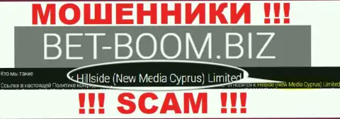 Юр лицом, владеющим махинаторами Бэт-Бум Биз, является Hillside (New Media Cyprus) Limited