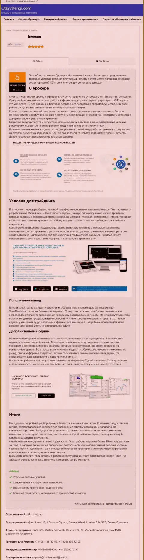 Интернет-сервис OtzyvDengi Com разместил обзор о Форекс брокере ИНВФХ