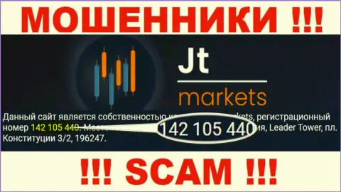 Будьте очень внимательны !!! Регистрационный номер JTMarkets Com: 142 105 440 может быть фейковым