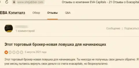 Не доверяйте денежные активы internet-лохотронщикам Eva Capitals - ОБВОРУЮТ !!! (комментарий реального клиента)