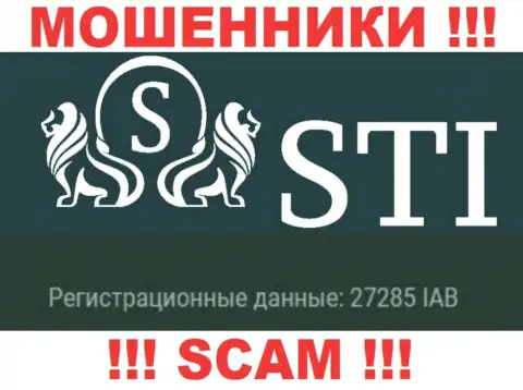 Номер регистрации, принадлежащий преступно действующей организации StockTradeInvest LTD: 27285 IAB