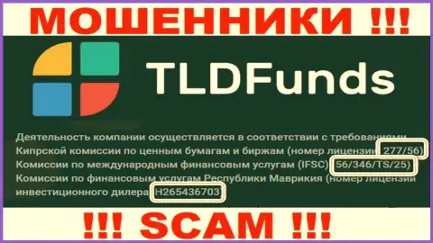 ТЛД Фундс представили на интернет-сервисе лицензию, только ее наличие мошеннической их сущности вообще не меняет