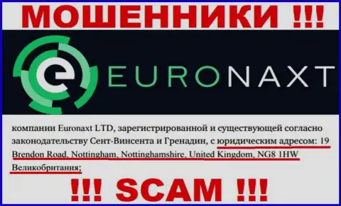 Адрес регистрации организации EuroNax на ее сайте ненастоящий - это ЯВНО МОШЕННИКИ !!!