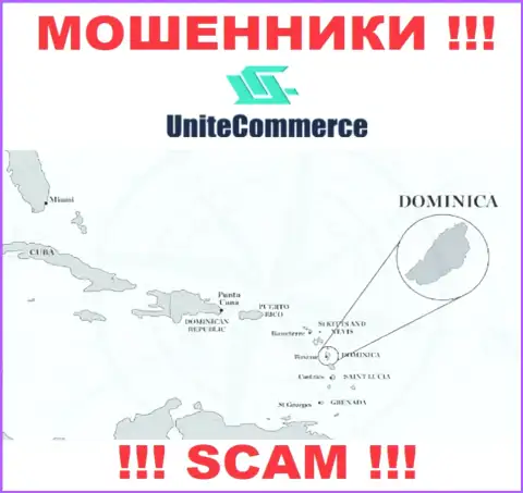 Unite Commerce базируются в офшорной зоне, на территории - Commonwealth of Dominica