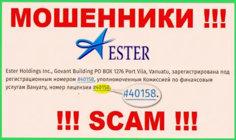 Хоть Ester Holdings и предоставляют на сервисе номер лицензии, будьте в курсе - они в любом случае ВОРЮГИ !