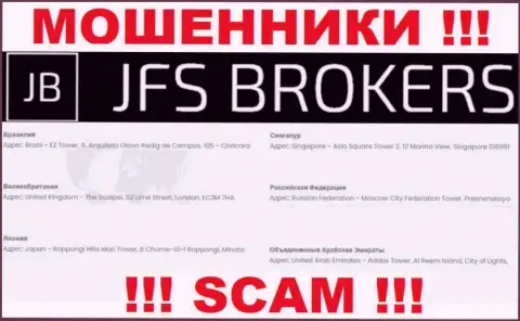 JFS Brokers на своем портале разместили фиктивные сведения на счет места регистрации