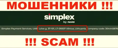 На web-ресурсе конторы Simplex Payment Service Limited указан левый официальный адрес - это МАХИНАТОРЫ !!!